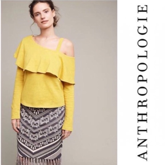 Anthropologie Tops - Anthropologie Postmark Yellow Ochre One Shoulder